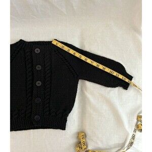 Boys 12 mo. Black Hand knitted Baby Cardigan Sweater, Warm, Soft & Comfortable